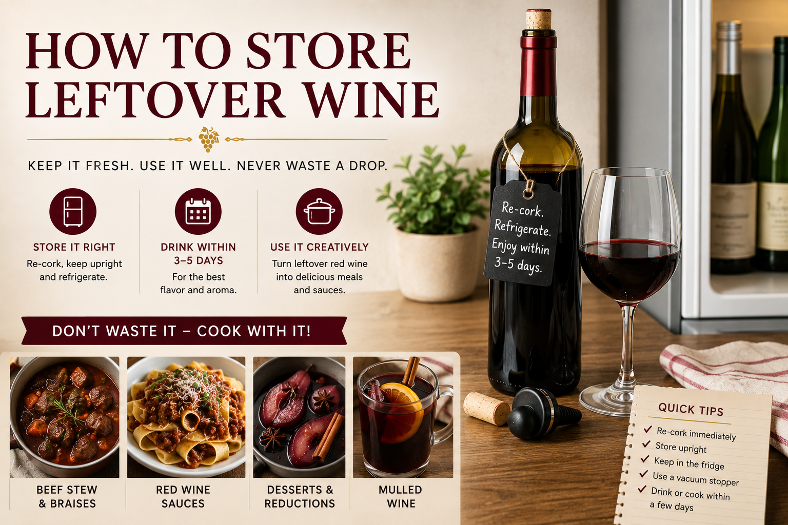how to store leftover wine